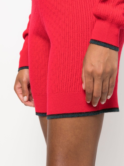 Shop Barrie Elasticated-waist Cashmere Shorts In Rot
