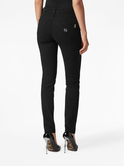 Shop Philipp Plein Logo-patch Skinny Jeans In Schwarz