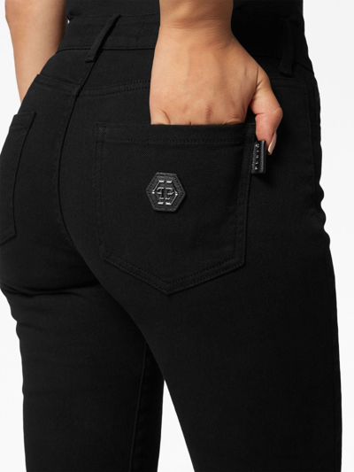 Philipp Plein High-waisted Denim Leggings In Schwarz
