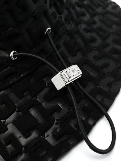 Gcds Embossed-monogram Drawstring Bucket Hat In Schwarz