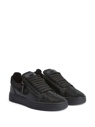 Giuseppe Zanotti Men's Gz 94 Crystal Leather Low Top Sneakers In Black ...