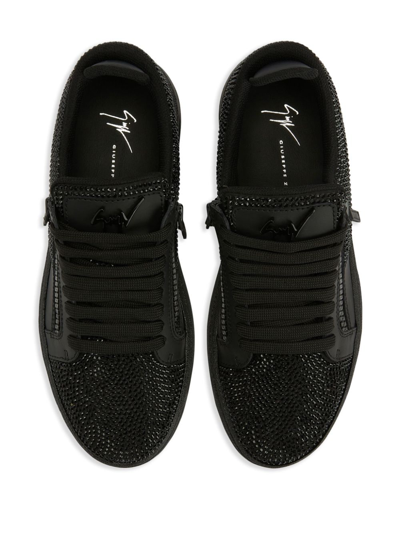 Shop Giuseppe Zanotti Gz 94 Crystal-embellished Sneakers In Black