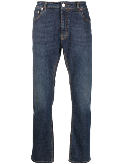 Shop Etro Mid-rise Straight-leg Jeans In Blau