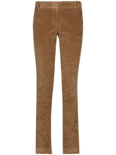 Shop Dolce & Gabbana Low-rise Corduroy Trousers In Brown