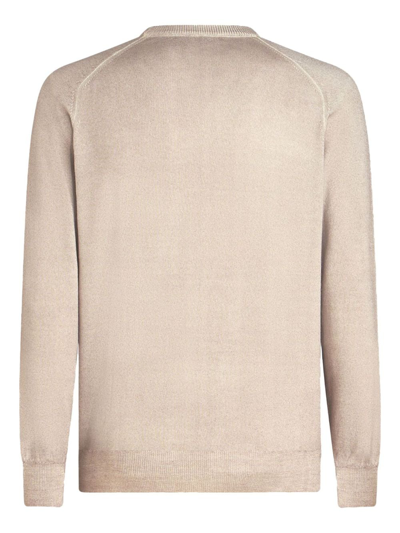 Shop Etro Embroidered-logo Ribbed-trim Jumper In Nude