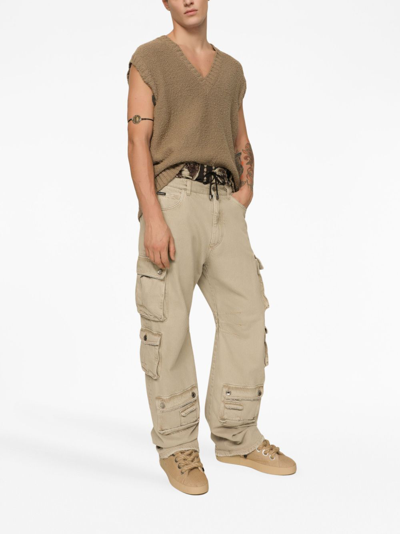 Dolce & Gabbana Multi-pocket Stretch Denim Cargo Pants In Neutrals