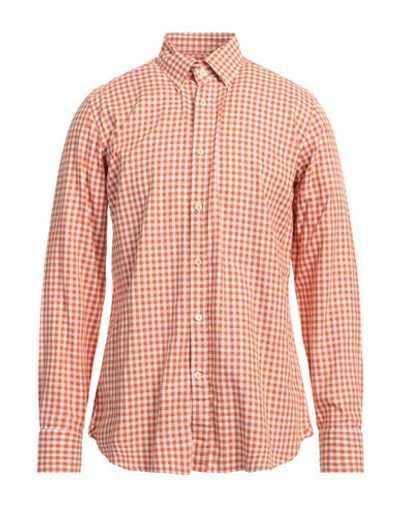 Shop Caliban 820 Man Shirt Orange Size 15 ½ Cotton