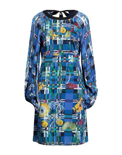 Cavalli Class Woman Midi Dress Blue Size 4 Viscose, Elastane In Blue