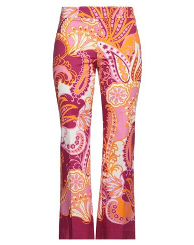 True Royal Woman Pants Magenta Size 6 Silk In Pink