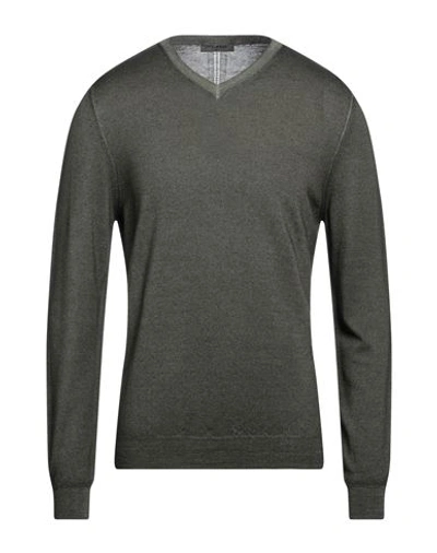 Shop +39 Masq Man Sweater Military Green Size 36 Merino Wool