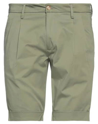Shop Bulgarini Man Shorts & Bermuda Shorts Military Green Size 35 Cotton, Elastane