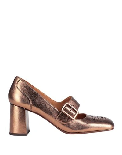 Shop Chie Mihara Woman Pumps Bronze Size 7 Soft Leather In Yellow