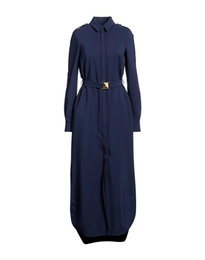Shop Cavalli Class Woman Maxi Dress Navy Blue Size 4 Polyester, Elastane