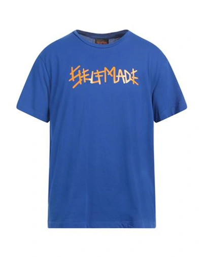 Self Made By Gianfranco Villegas Man T-shirt Blue Size Xxl Cotton In Blue
