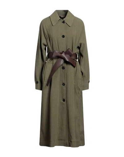Momoní Woman Overcoat & Trench Coat Military Green Size 12 Virgin Wool, Polyester, Viscose, Polyamid In Green