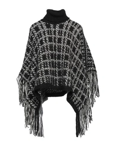 Red Valentino Woman Cape Black Size M Acrylic, Polyamide, Mohair Wool, Polyester In Black