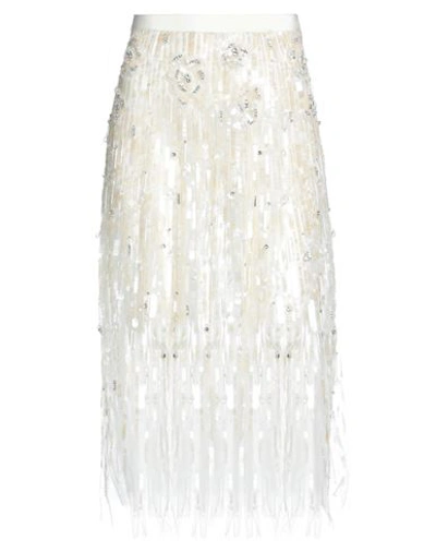 Shop Elisabetta Franchi Woman Midi Skirt Ivory Size 6 Polyamide In White