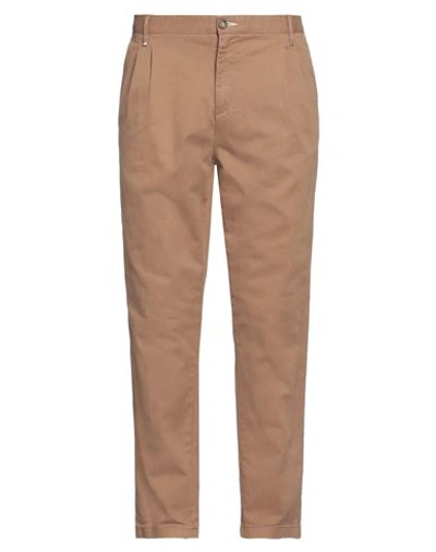 Shop Berna Man Pants Camel Size 40 Cotton, Elastane In Beige