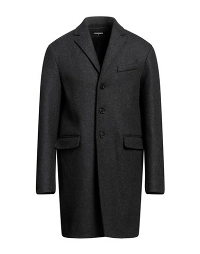 Dsquared2 Man Coat Charcoal Size 42 Virgin Wool, Polyamide, Elastane In Grey