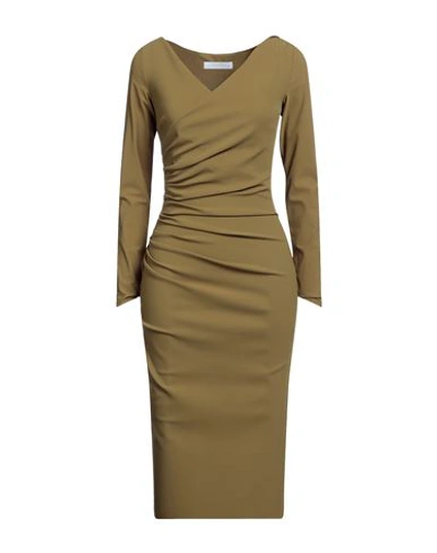 Shop Chiara Boni La Petite Robe Woman Midi Dress Military Green Size 4 Polyamide, Elastane