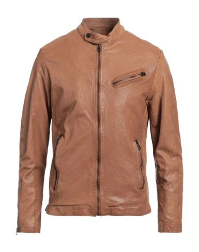 Shop Masterpelle Man Jacket Camel Size Xl Leather In Beige