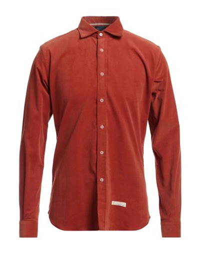Shop Alessandro Lamura Man Shirt Rust Size L Cotton In Red