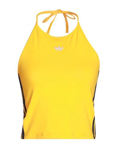 Shop Adidas Originals Tank Top Woman Top Ocher Size 12 Cotton, Elastane In Yellow