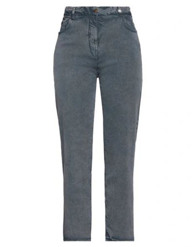 Myths Woman Jeans Slate Blue Size 12 Cotton, Elastane In Blue