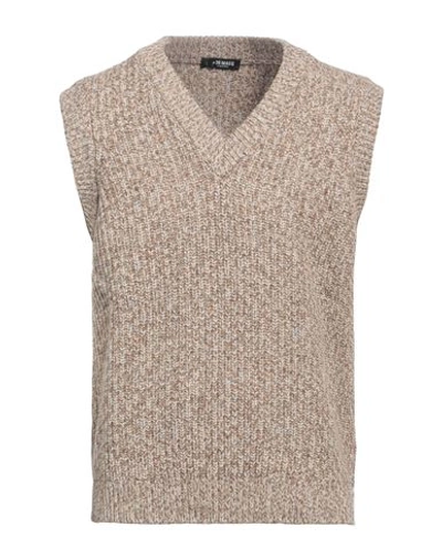 Shop +39 Masq Man Sweater Light Brown Size 42 Polyamide, Wool, Viscose, Cashmere In Beige