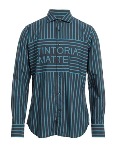 Shop Tintoria Mattei 954 Man Shirt Navy Blue Size 15 ½ Cotton
