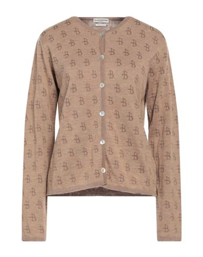 Shop Ballantyne Woman Cardigan Camel Size 10 Wool, Viscose, Polyester, Polyamide In Beige