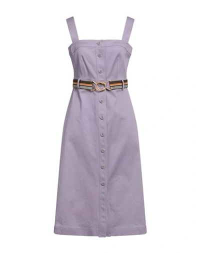 Shop Tory Burch Woman Midi Dress Lilac Size 14 Cotton, Elastane In Purple