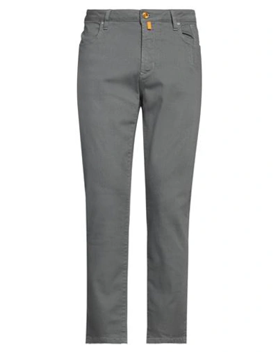 Shop Jeckerson Man Pants Steel Grey Size 38 Cotton, Elastane
