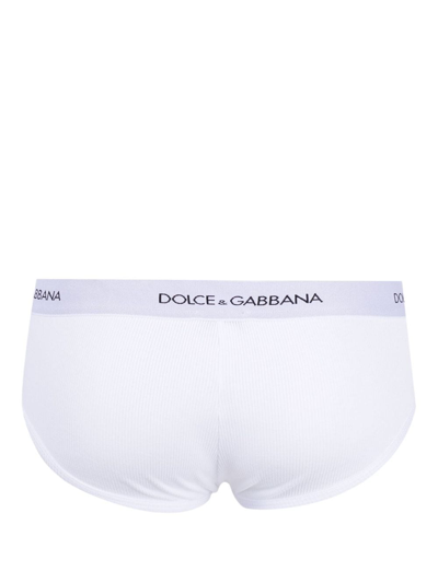Dolce & Gabbana Elasticated Waistband Ribbed Briefs In White