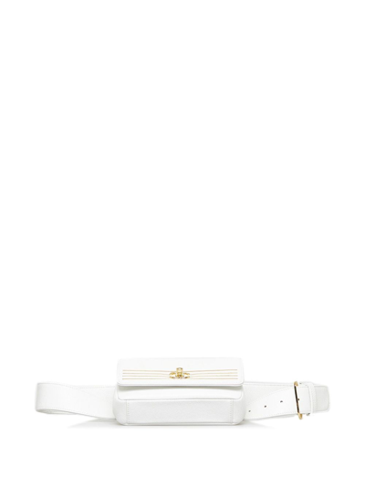 Pre-owned Chanel Captain Leather Belt Bag In White