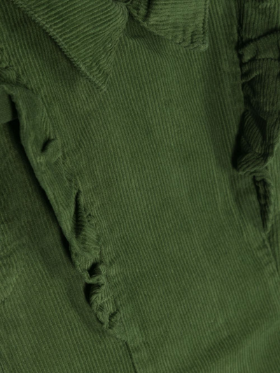 Shop There Was One Ruffled Sleeveless Corduroy Dress In Green
