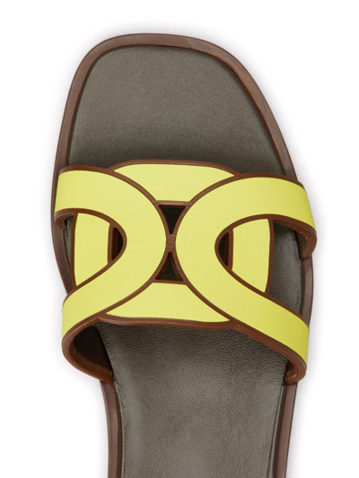 Shop Tod's Logo-strap Leather Sandals In Yellow