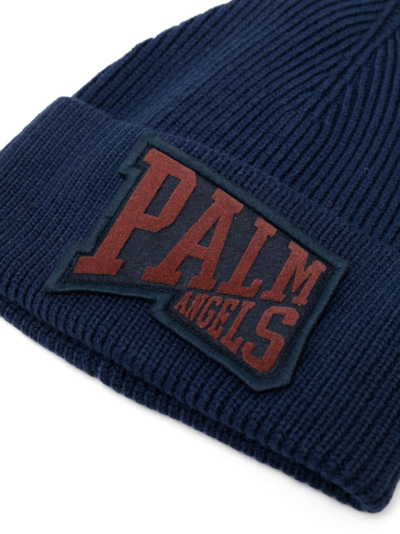 Palm Angels Pa League Wool Beanie In Blue