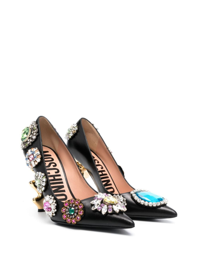 Shop Moschino 105mm Crystal-embellished Pumps In Black