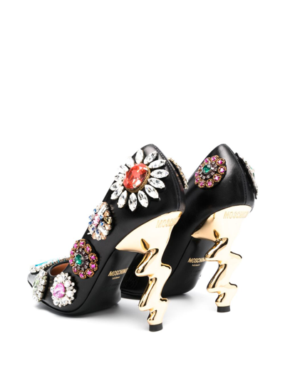 Shop Moschino 105mm Crystal-embellished Pumps In Black