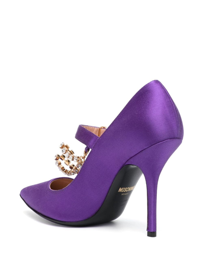 Shop Moschino 105mm Chain-detailed Pumps In Purple