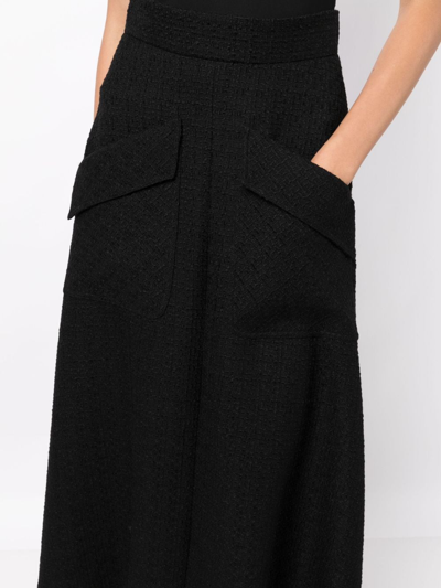 Shop Jane Roberta A-line Tweed Midi Skirt In Black