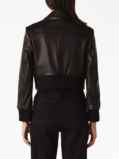 Shop Khaite Hector Cropped Leather Jacket In Black
