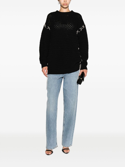 Giuseppe Di Morabito Open-knit Merino-cashmere Jumper In Black