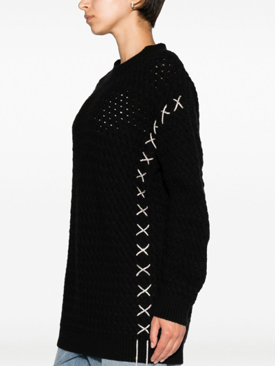 Giuseppe Di Morabito Open-knit Merino-cashmere Jumper In Black