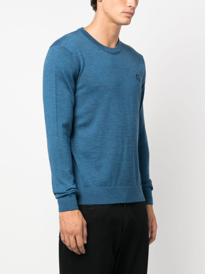 Shop Maison Kitsuné Long-sleeve Wool Jumper In Blue