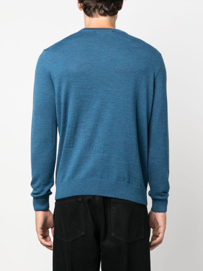 Shop Maison Kitsuné Long-sleeve Wool Jumper In Blue
