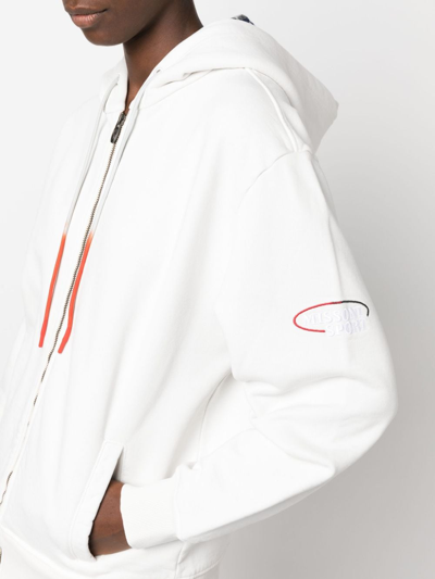 Shop Missoni Logo-embroidered Cotton Hoodie In White