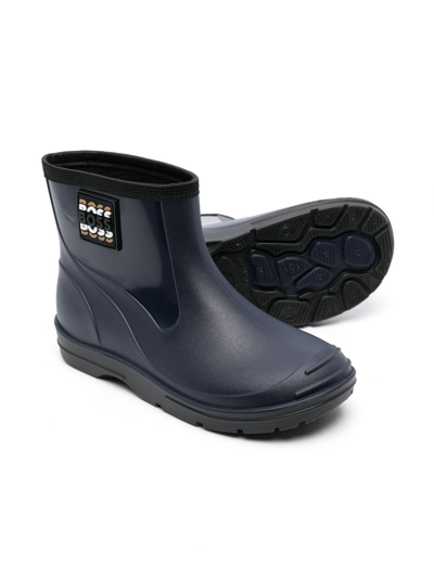 Shop Bosswear Logo-patch Slip-on Wellies In Blue