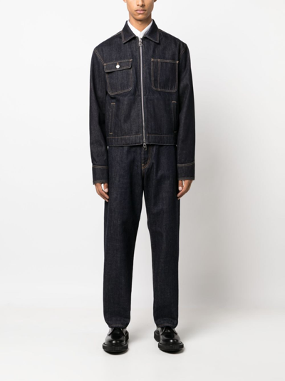 Shop Alexander Mcqueen Zip-up Denim Jacket In Blue